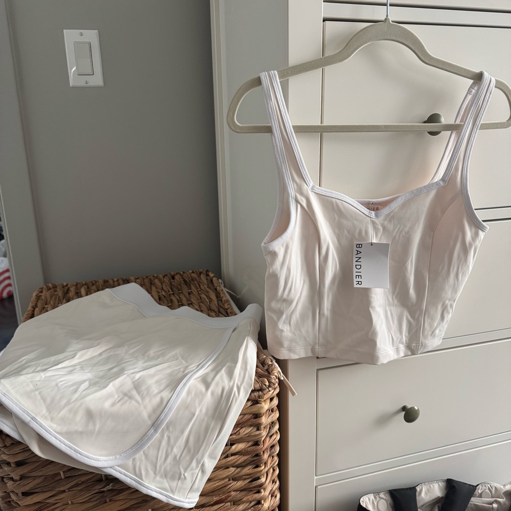 Bandier Aperitif Gardenia Sweetheart Corset Bra Pocket Skort Tennis Athleisure M - Picture 13 of 13